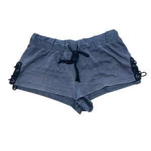 Side-tie grey cotton stretch women's shorts
